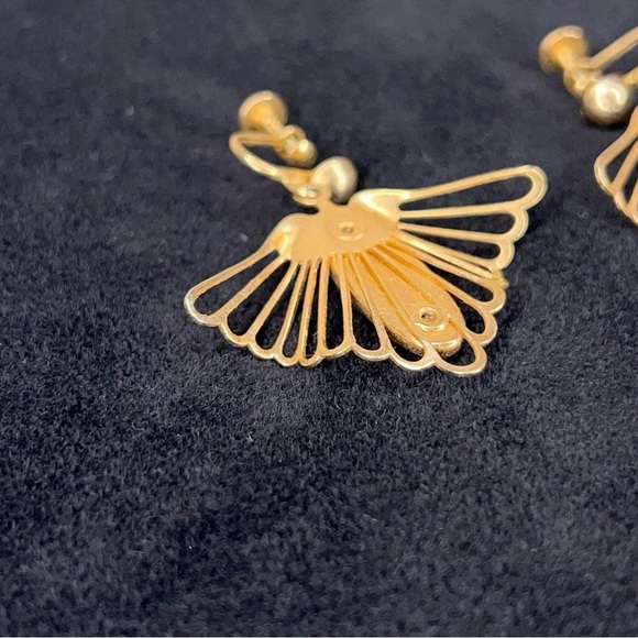 Vintage Gold Sunstone Clip On Earrings Screw Back Style Gift Retro Boho Glam - Picture 2 of 10